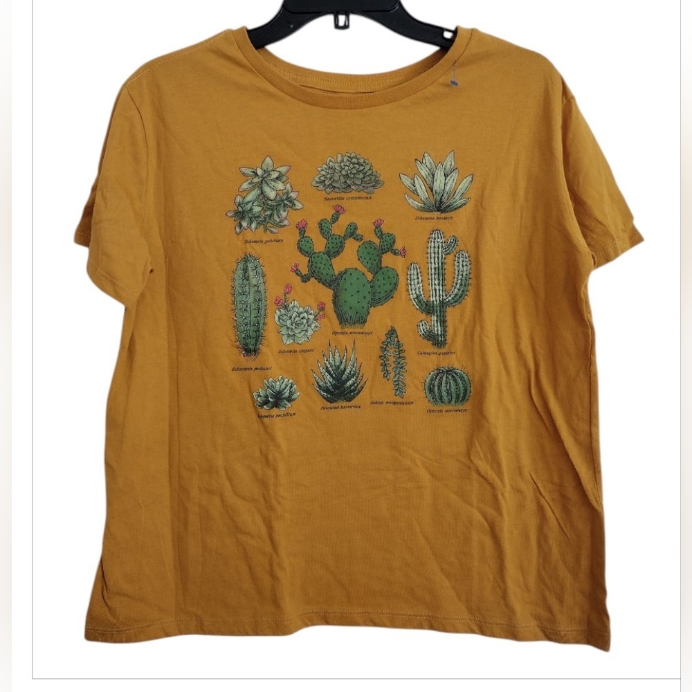 Fifth Sun Mustard Tee With Cactus Graphic Image Size XL